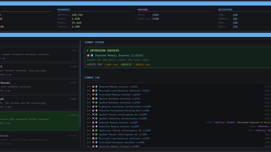 Idle Hacking: An Inaction RPG screenshot