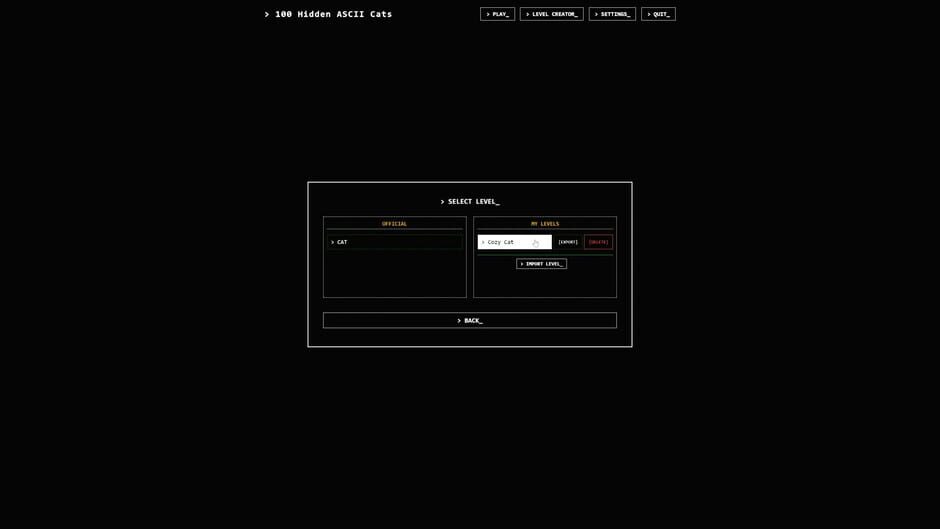 100 Hidden ASCII Cats screenshot