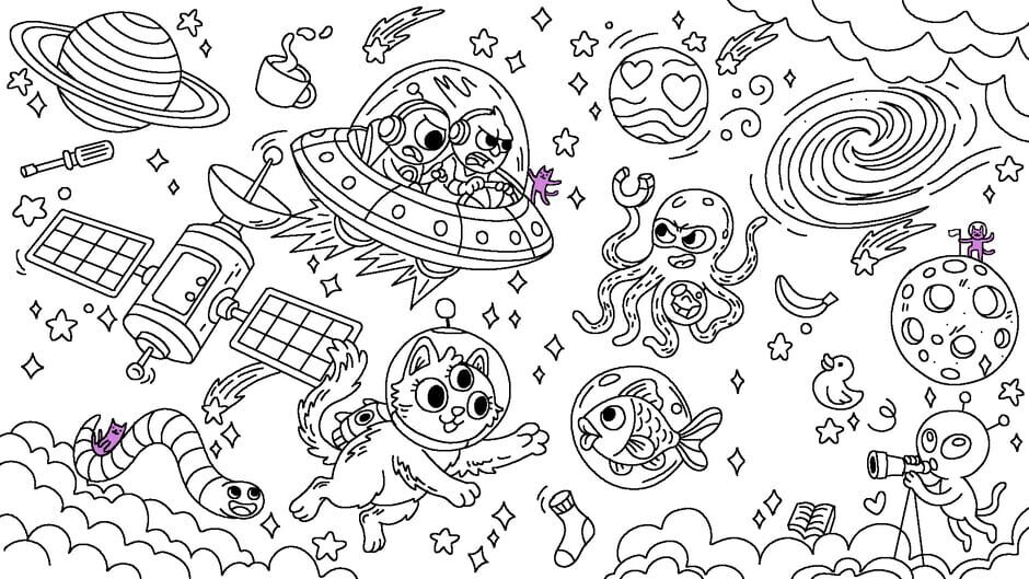 100 Cats Lost in Space Find & Color screenshot